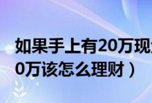 如果手上有20万现金怎样理财最好（手上有20万该怎么理财）