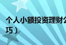 个人小额投资理财公司（个人小额投资理财技巧）