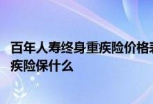 百年人寿终身重疾险价格表 国宝人寿巴适一生（智选版）重疾险保什么